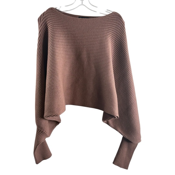 EN SAISON SIZE LARGE BEIGE RIBBED LONG SLEEVE CROP VISCOSE BLEND SWEATER $98 - Picture 1 of 2